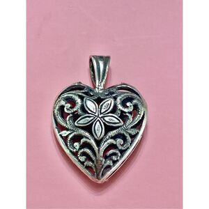 Floral Heart Reversible Sterling Silver Jewelry Charm #love